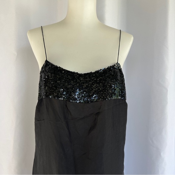 Dereck Lam black sequin lightweight silk slip dress nighty lingerie Italy size 6 - Picture 4 of 16